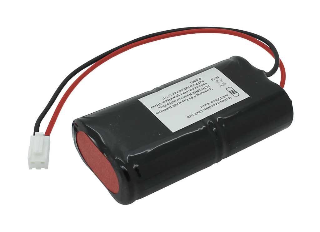 Bild von Notleuchtenakku NiCd 4,8V 1800mAh L2x2 Sub-C mit 200mm Kabel und Stecker ersetzt CEAG 40066071181